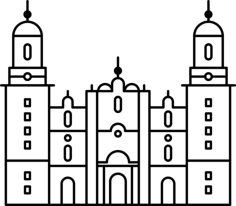 Morelia Cathedral In Mexico Outline Icon Svg Set, Free Vectors File